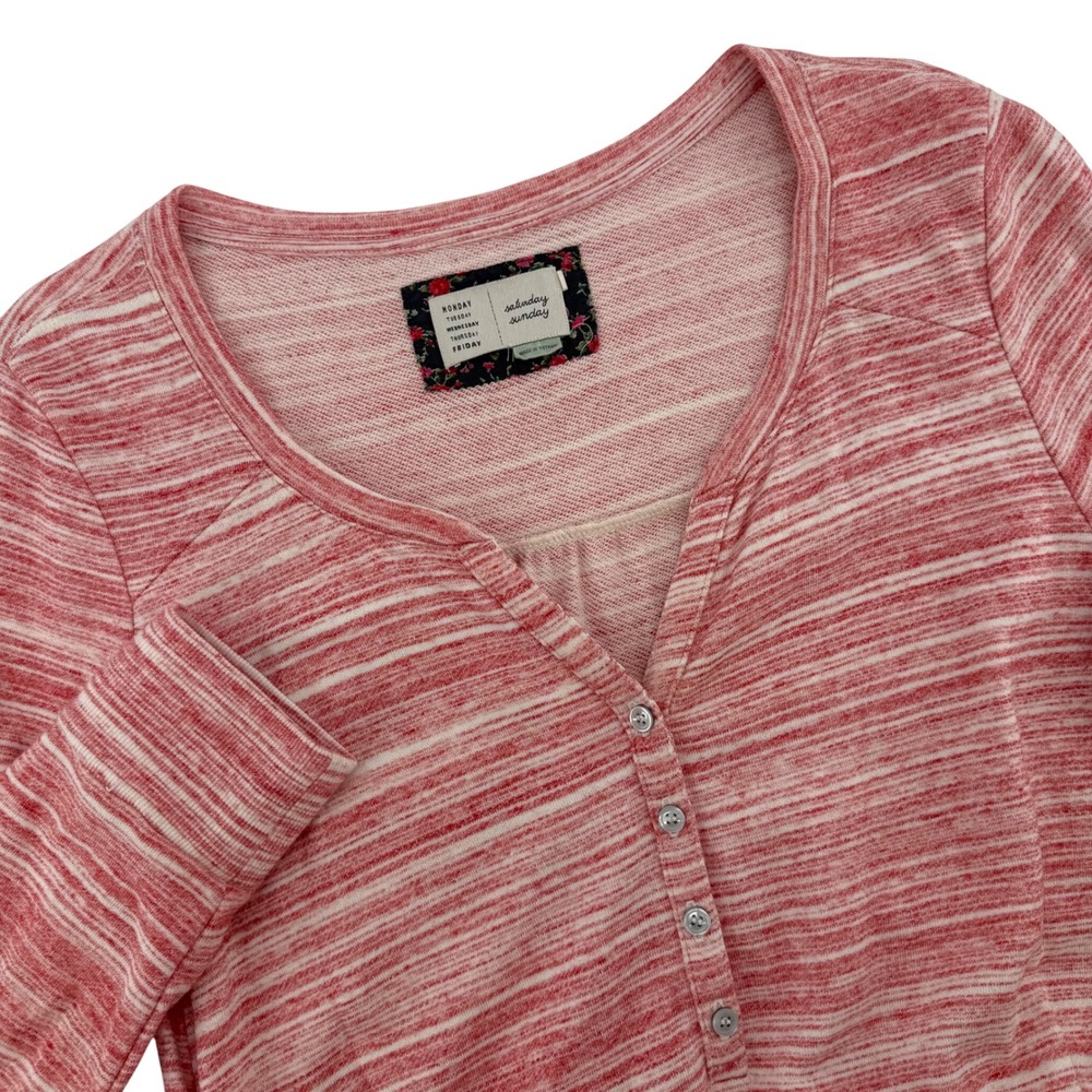 Saturday Sunday Women's Red White Striped Button Front Tie Waist‎ Dress Size L